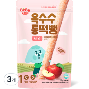 베베당 옥수수 롱떡뻥, 사과, 30g, 3개