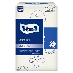 잘풀리는집 스퀘어 천연펄프 미용티슈 2겹, 220매, 3개