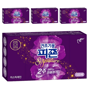 피죤 건조기용 시트 섬유유연제 시그니처 미스틱레인 본품, 120매, 4개