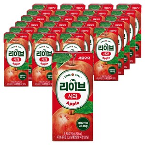 서울우유 리이브 사과 주스, 190ml, 24개