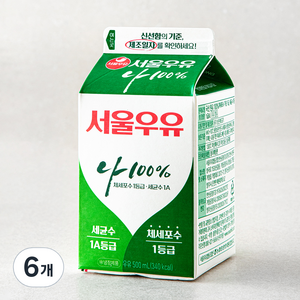 서울우유 나100% 우유, 500ml, 6개