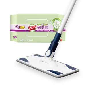 스카치브라이트 베이직 막대걸레 표준형 + 올인원 물걸레 청소포 25매, 26 x 11 cm, 1세트