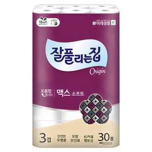 잘풀리는집 맥스 소프트 3겹 롤화장지, 30m, 30롤, 1개