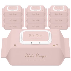 쁘띠루쥬 프리미엄 엠보싱 영유아 물티슈 캡형, 70g, 72매, 10개