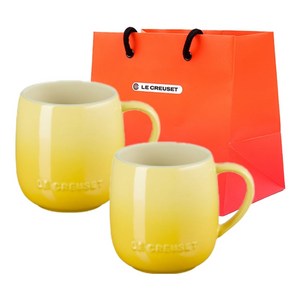 르크루제 레인보우 마시멜로 머그컵 380ml 2p + 쇼핑백 S(29 x 28 x 13.5 cm) 세트