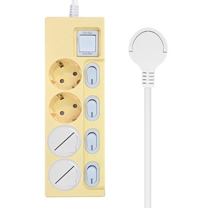 원스탑 제로갭 슬림 납작 컬러 개별 스위치 16A 멀티탭 4구 + 안전커버 2p 세트