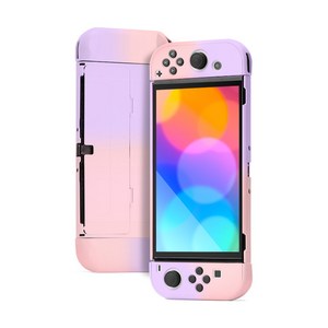 뷰씨 닌텐도 스위치 OLED 마카롱 풀커버 하드 케이스, 1개, 퍼플핑크