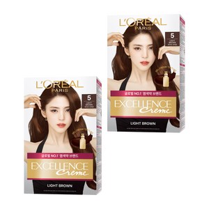 로레알파리 엑셀랑스 크림 빗캡으로 간편한 새치염색 염모제, 5호 라이트 브라운, 2개