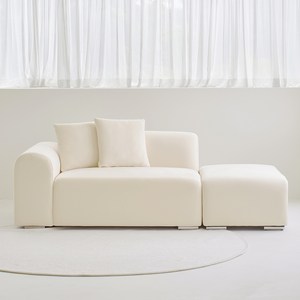 도모디자인 벨리나 패브릭 2인용 소파 우형 + 스툴 + 쿠션 2p 세트 방문설치