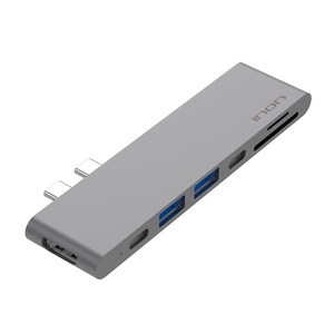 아이논 USB 3.0 C타입 듀얼 7in1 맥북프로 일체형 멀티허브 썬더볼트3 IN-UH310C, 그레이, 1개