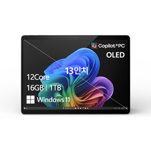 마이크로소프트 서피스 프로 블랙 약 13인치에 해당함, 스냅드래곤, 1TB, 16GB, WIN11 Home, 2024.08