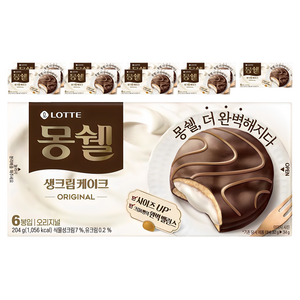 몽쉘 오리지널 생크림케이크 6p, 204g, 10개