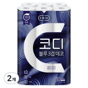 코디 블루 3겹 데코 롤 화장지, 27m, 30롤, 2개