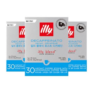 일리 클래식 로스트 디카페인 미니 커피스틱, 1g, 30개입, 3개