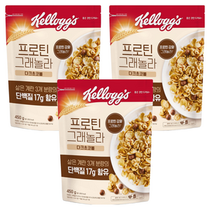 켈로그 프로틴그래놀라 다크초코볼 시리얼, 450g, 3개