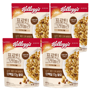 켈로그 프로틴 그래놀라 시리얼 다크초코볼, 450g, 4개