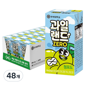 연세유업 과일랜드 제로 청포도, 190ml, 48개
