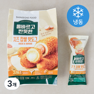 올바르고 반듯한 치즈 찹쌀 핫도그 7개입 (냉동), 560g, 3개