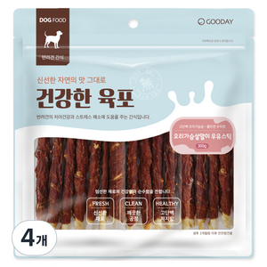 굿데이 강아지 건강한 육포 껌, 오리가슴살 + 우유 혼합맛, 300g, 4개