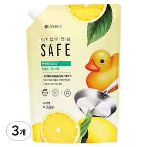 세이프 천연베이킹소다 클린레몬 주방세제, 1L, 3개