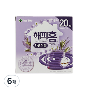 해피홈 모기향에스 라벤더향 20p, 260g, 6개