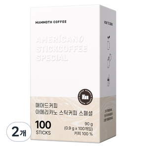 매머드커피 아메리카노 스페셜 스틱커피, 100개입, 900mg, 2개