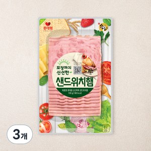 롯데햄 슬라이스햄 사각, 100g, 3개