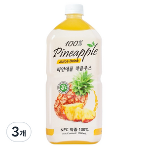 파모빗 파인애플 착즙 주스 100%, 1L, 3개