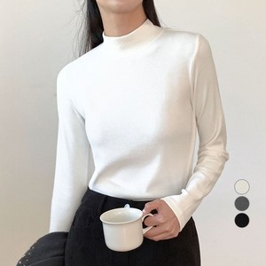 아피나르 여성용 슬림핏 하프넥 웜업 기모 티셔츠