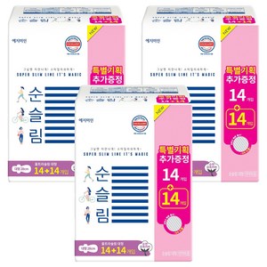 예지미인 순슬림 생리대 날개형, 대형, 28개입, 3개