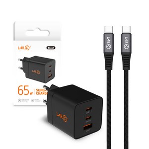 랩씨 65W PD PPS 멀티 3포트 초고속 충전기 + 케이블 3m 세트