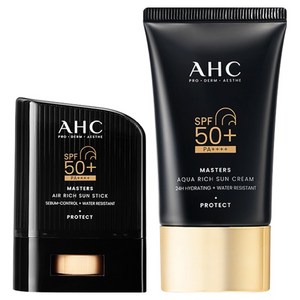 AHC 마스터즈 에어리치 선스틱 14g + 아쿠아 리치 선크림 50g 세트 SPF50+ PA++++