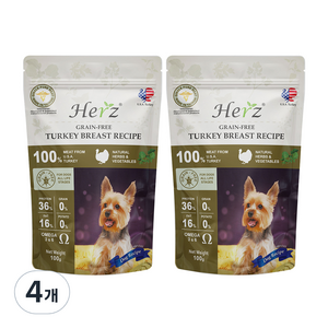 허즈 3개월이상 그레인프리 레시피 강아지 사료, 칠면조, 100g, 4개