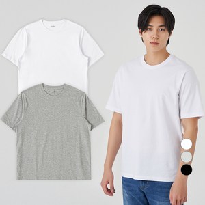 캐럿 통기성 기본 라운드 반팔 티셔츠 2p
