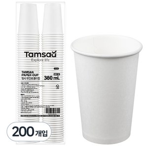 탐사 고평량 종이컵 무인쇄 380ml, 1개입, 200개