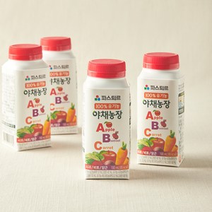 파스퇴르 유기가공식품 인증 야채농장 ABC 과채 주스, 190ml, 4개