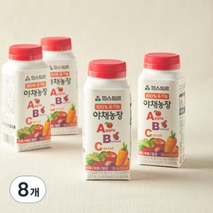파스퇴르 유기가공식품 인증 야채농장 ABC 과채 주스, 190ml, 8개