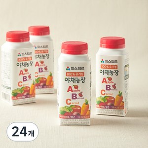 파스퇴르 유기가공식품 인증 야채농장 ABC 과채 주스, 190ml, 24개