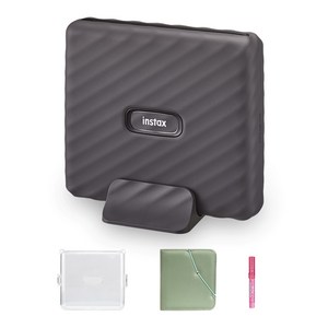 인스탁스 와이드링크 즉석카메라 모카 그레이 FI022W + 전용케이스 투명 + 와이드앨범 랜덤발송 + 미피펜 랜덤발송 세트