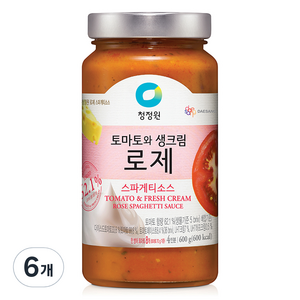 청정원 토마토와생크림 로제 스파게티소스, 600g, 6개