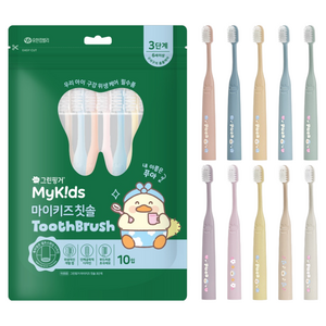 그린핑거 마이키즈 칫솔 3단계, 혼합색상, 1세트