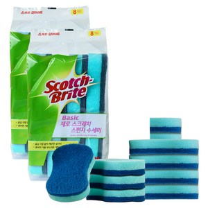 스카치브라이트 베이직 제로 스크래치 스펀지 수세미, 8개입, 2개