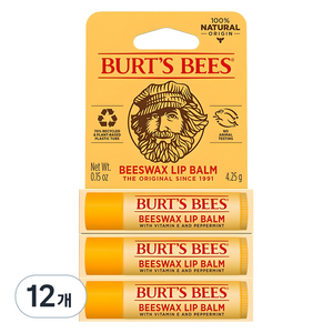 버츠비 모이스춰 라이징 립밤, 단일 색상/비즈왁스..., 4.25g, 12개
