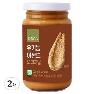 올가홀푸드 유기농 아몬드 오리지널 넛스프레드, 220g, 2개