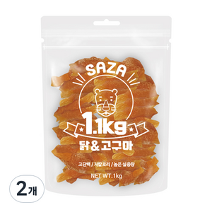 사자 강아지 대용량 실속형 간식 1.1kg, 닭 + 고구마 혼합맛, 2개