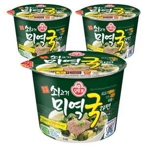 오뚜기 쇠고기 미역국라면 용기 100g, 3개