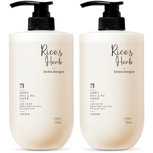 살림백서 라이스 앤 허브 주방세제 스위트허브향, 2개, 750ml