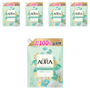 아우라 초고농축 섬유유연제 스모키머스크 리필, 1.7L, 5개