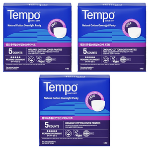 템포 내추럴 순면 입는 오버나이트, Free Size, 5개입, 3개