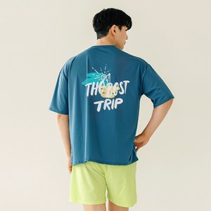 튜브트리 남성용 반팔 래쉬가드 + 비치팬츠 세트 AE6218